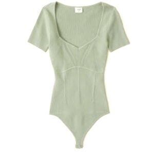 Abercrombie Short-Sleeve Knit Bodysuit Green